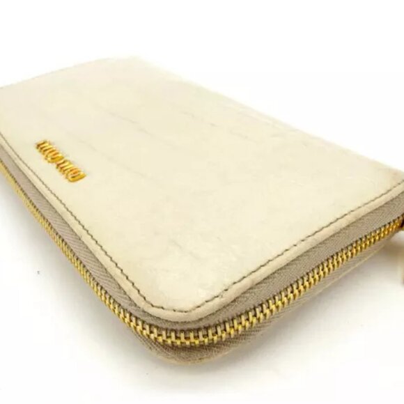 miumiu Wallet Purse Long Wallet White Gold Woman Authentic Used - Picture 3 of 6